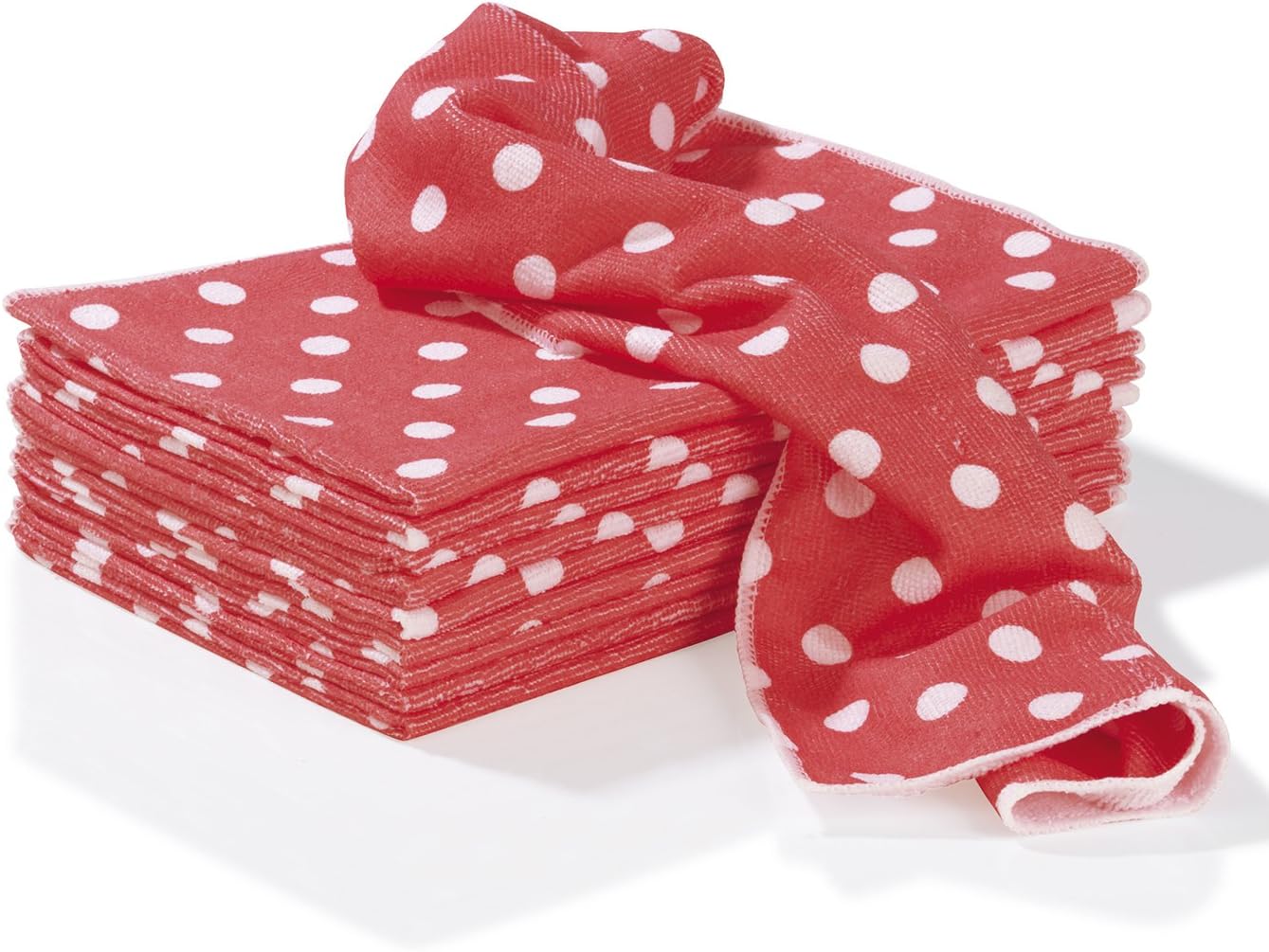 CLEANmaxx 03347 Geschirrtuch Mikrofaser Pünktchen 10-TLG. Rot/Weiß Geschirrtuch, Polyester, 40 x 60 cm