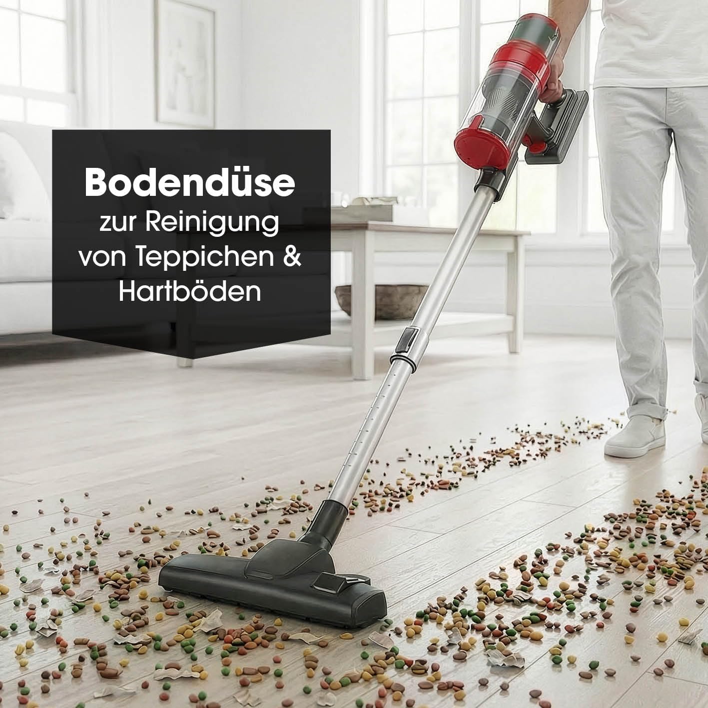 CLEANmaxx 2in1 Akku-Zyklon-Staubsauger | Kabelloser Hand- & Bodenstaubsauger mit starkem 22,2 V Li-Ion Akku | Bis zu 38 Min Laufzeit & 12kPa Saugleistung| EPA-11-Filter & 800ml Kapazität — Ansicht 5