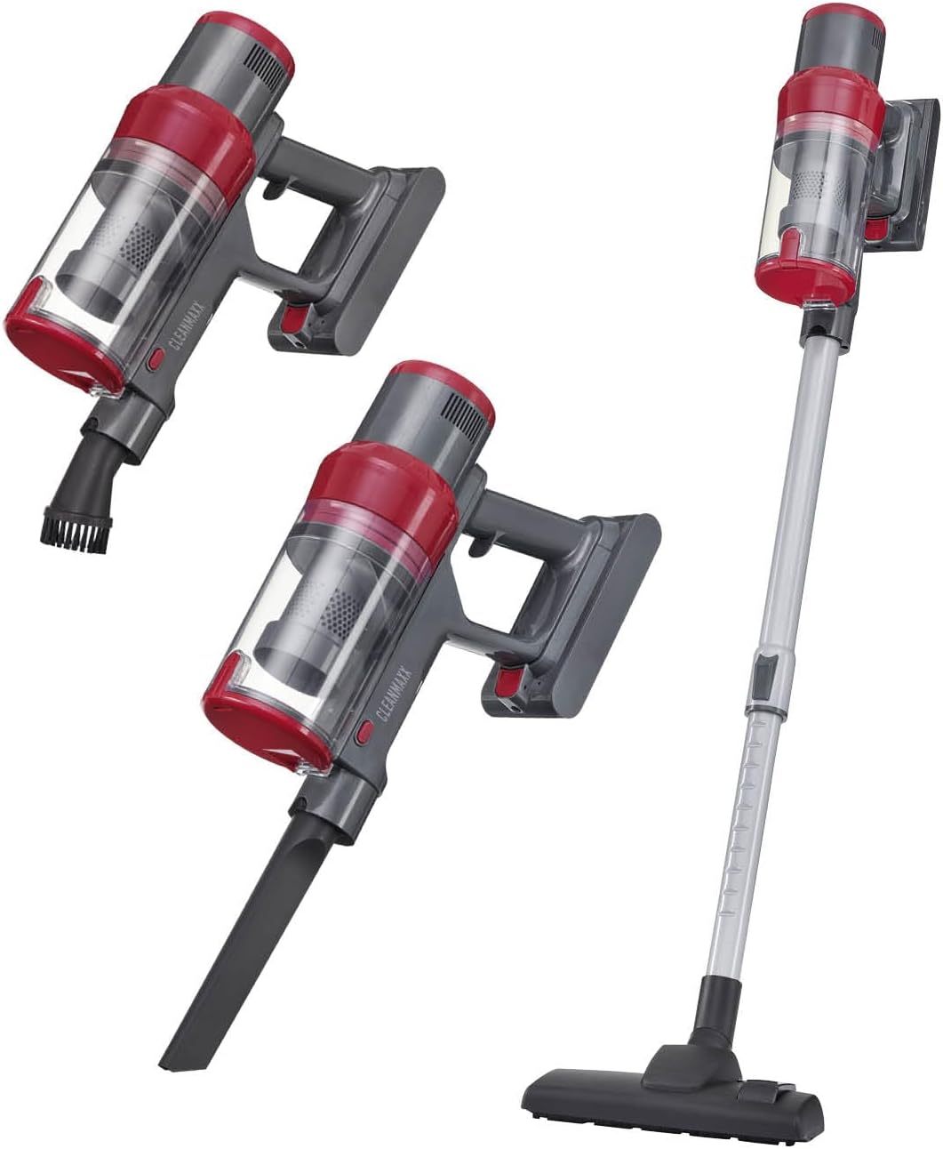 CLEANmaxx 2in1 Akku-Zyklon-Staubsauger | Kabelloser Hand- & Bodenstaubsauger mit starkem 22,2 V Li-Ion Akku | Bis zu 38 Min Laufzeit & 12kPa Saugleistung| EPA-11-Filter & 800ml Kapazität