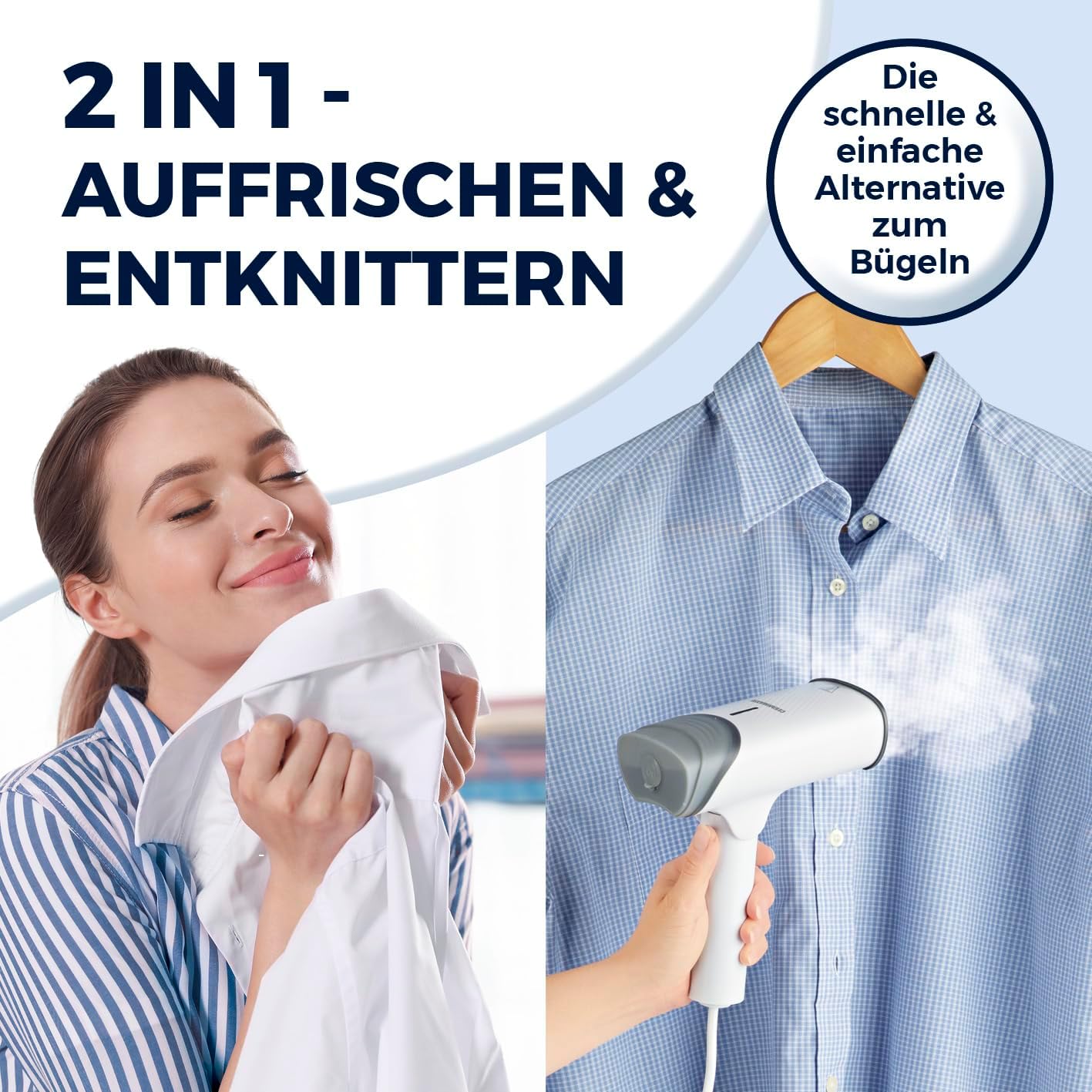 CLEANmaxx 2in1 Dampfbürste 1200 Watt | Dampfglätter faltbar und tragbar | Kompakt Steamer mit einer Dampfleistung von 20 g/min und mit 130ml Wassertank | ideal für die Reise | Kleidung mühelos bügeln — Ansicht 2