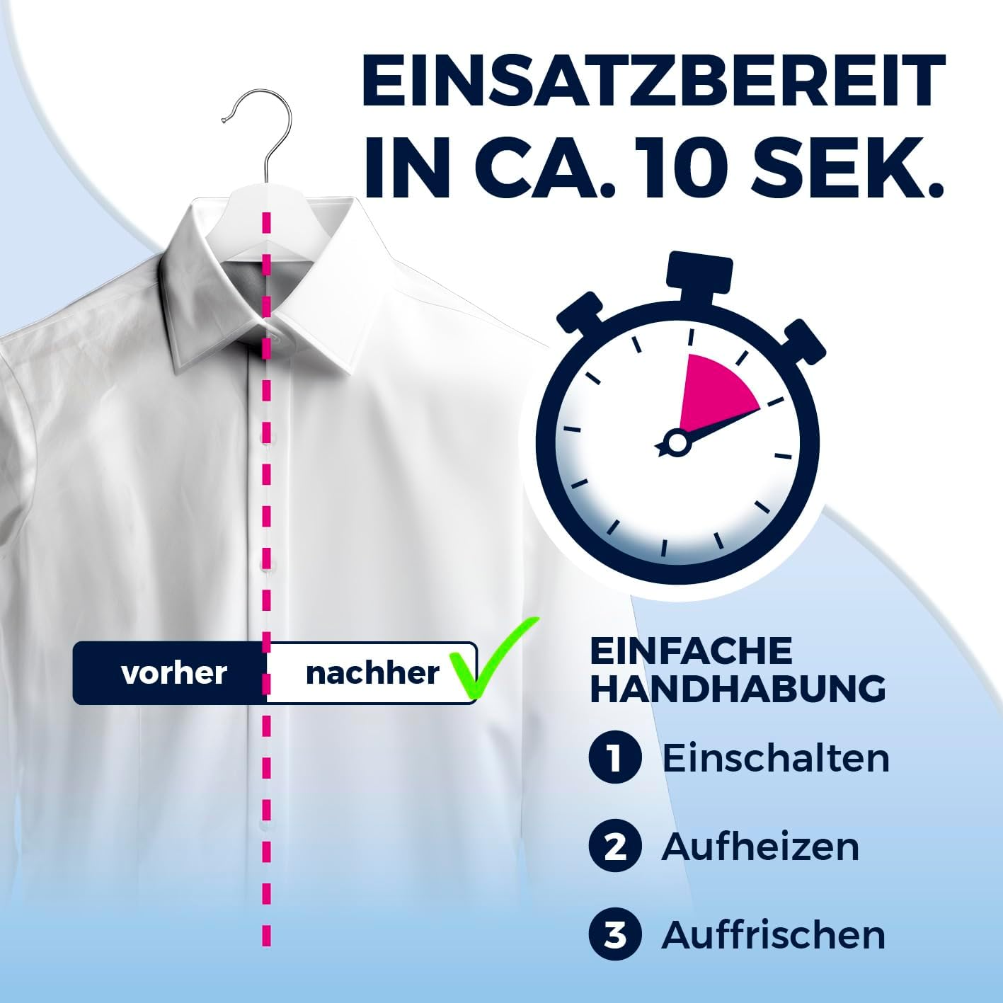 CLEANmaxx 2in1 Dampfbürste 1200 Watt | Dampfglätter faltbar und tragbar | Kompakt Steamer mit einer Dampfleistung von 20 g/min und mit 130ml Wassertank | ideal für die Reise | Kleidung mühelos bügeln — Ansicht 3