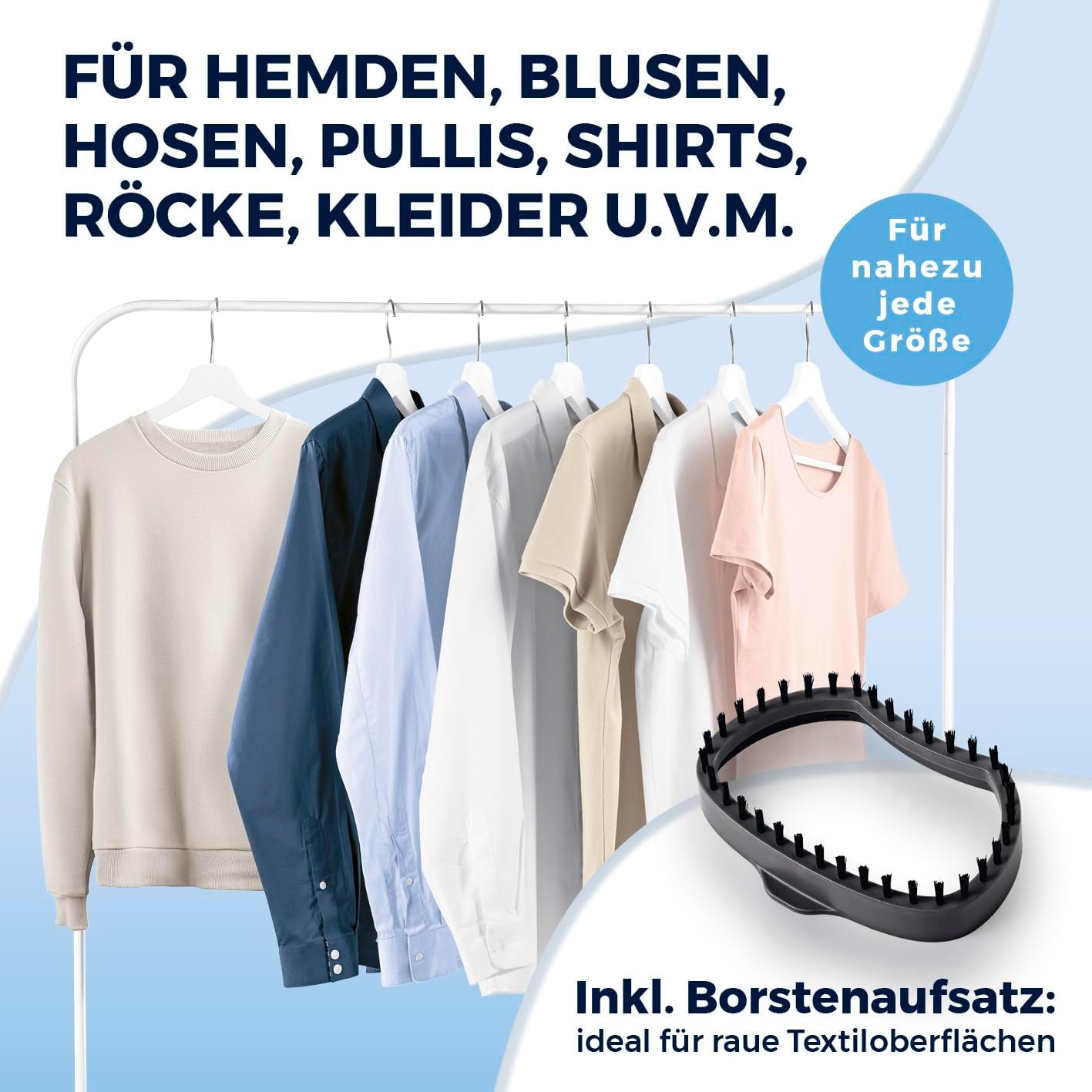 CLEANmaxx 2in1 Dampfbürste 1200 Watt | Dampfglätter faltbar und tragbar | Kompakt Steamer mit einer Dampfleistung von 20 g/min und mit 130ml Wassertank | ideal für die Reise | Kleidung mühelos bügeln — Ansicht 6