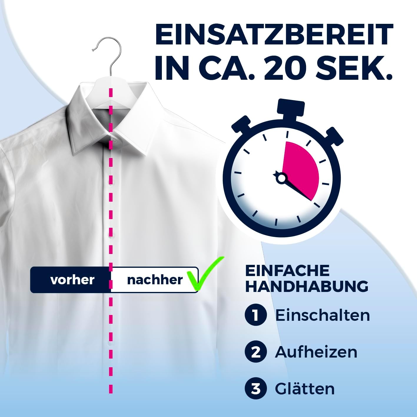 CLEANmaxx AeroTech 4000 Dampfglätter 3in1 | Steamer mit Ansaugfunktion | Reisebügeleisen mit Pro-Glättetechnologie | Dampfbürste für Kleidung – mit 3 Modi & 2 Saugstufen | für alle bügelbaren Stoffe — Ansicht 3