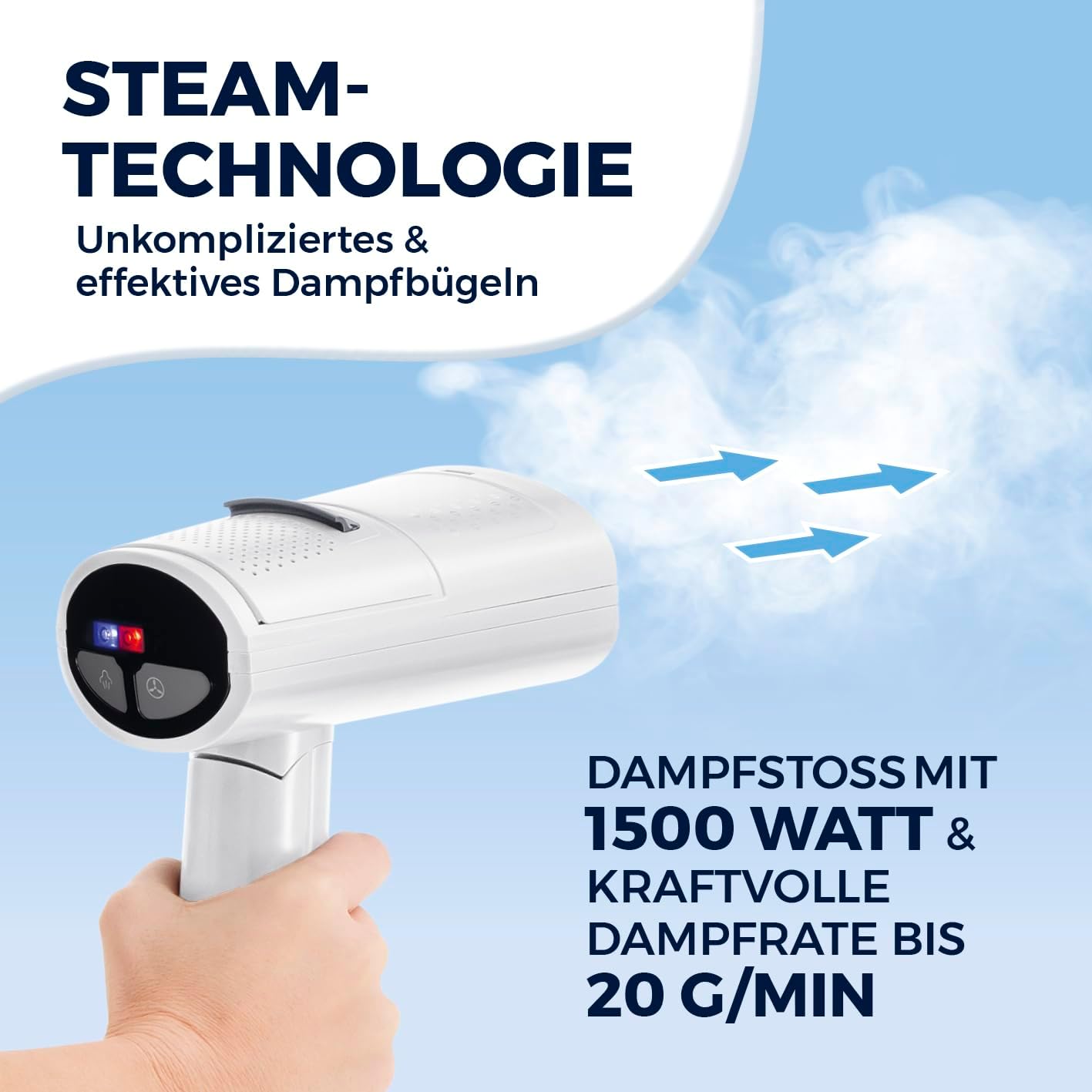CLEANmaxx AeroTech 4000 Dampfglätter 3in1 | Steamer mit Ansaugfunktion | Reisebügeleisen mit Pro-Glättetechnologie | Dampfbürste für Kleidung – mit 3 Modi & 2 Saugstufen | für alle bügelbaren Stoffe — Ansicht 4