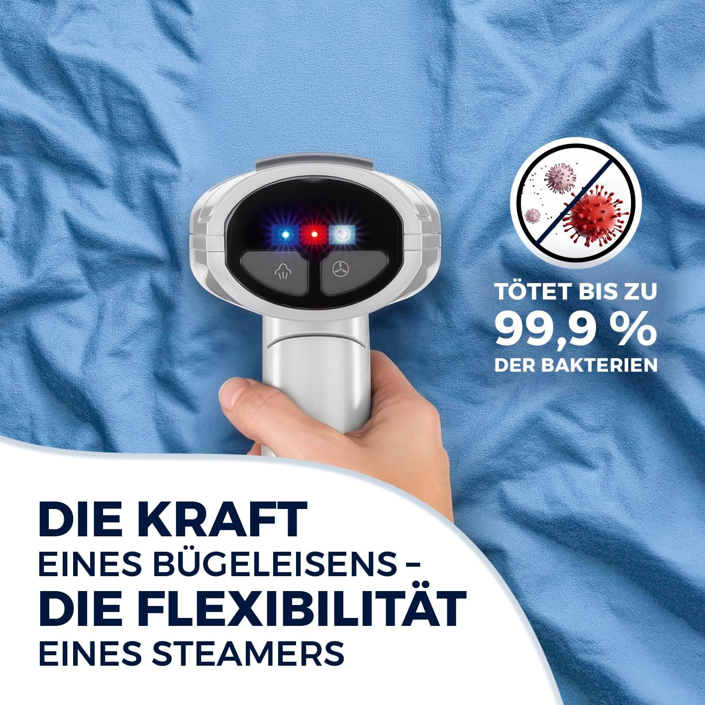 CLEANmaxx AeroTech 4000 Dampfglätter 3in1 | Steamer mit Ansaugfunktion | Reisebügeleisen mit Pro-Glättetechnologie | Dampfbürste für Kleidung – mit 3 Modi & 2 Saugstufen | für alle bügelbaren Stoffe — Ansicht 6