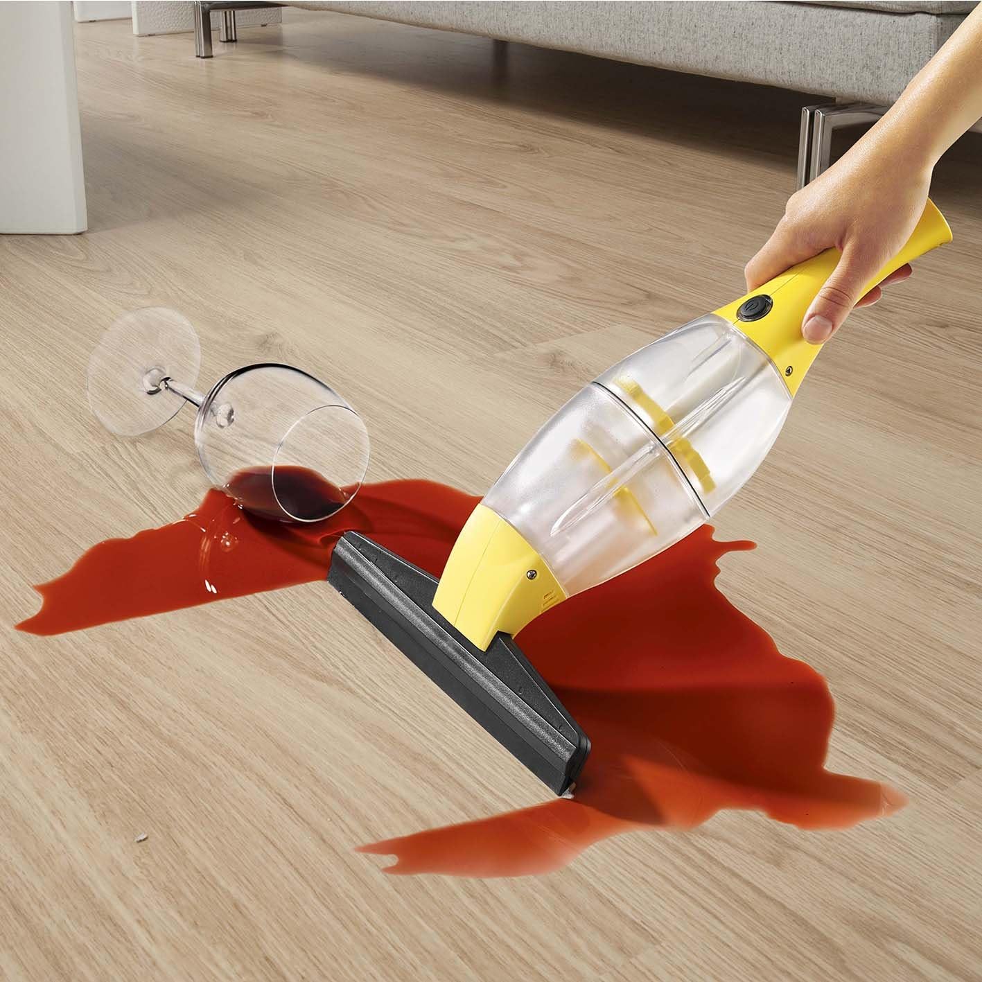 CLEANmaxx Akku-Fensterreiniger | Streifenfreie Sauberkeit | z.B. für Fenster, Fliesen, Spiegel | Keine Tropfen | Li-Ion Akku 1500 mA |[Gelb] — Ansicht 2