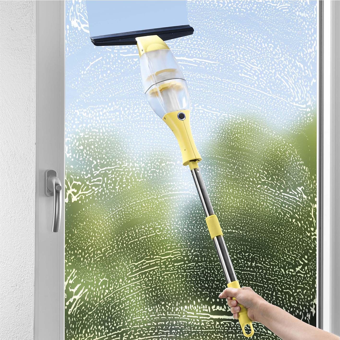 CLEANmaxx Akku-Fensterreiniger | Streifenfreie Sauberkeit | z.B. für Fenster, Fliesen, Spiegel | Keine Tropfen | Li-Ion Akku 1500 mA |[Gelb] — Ansicht 4