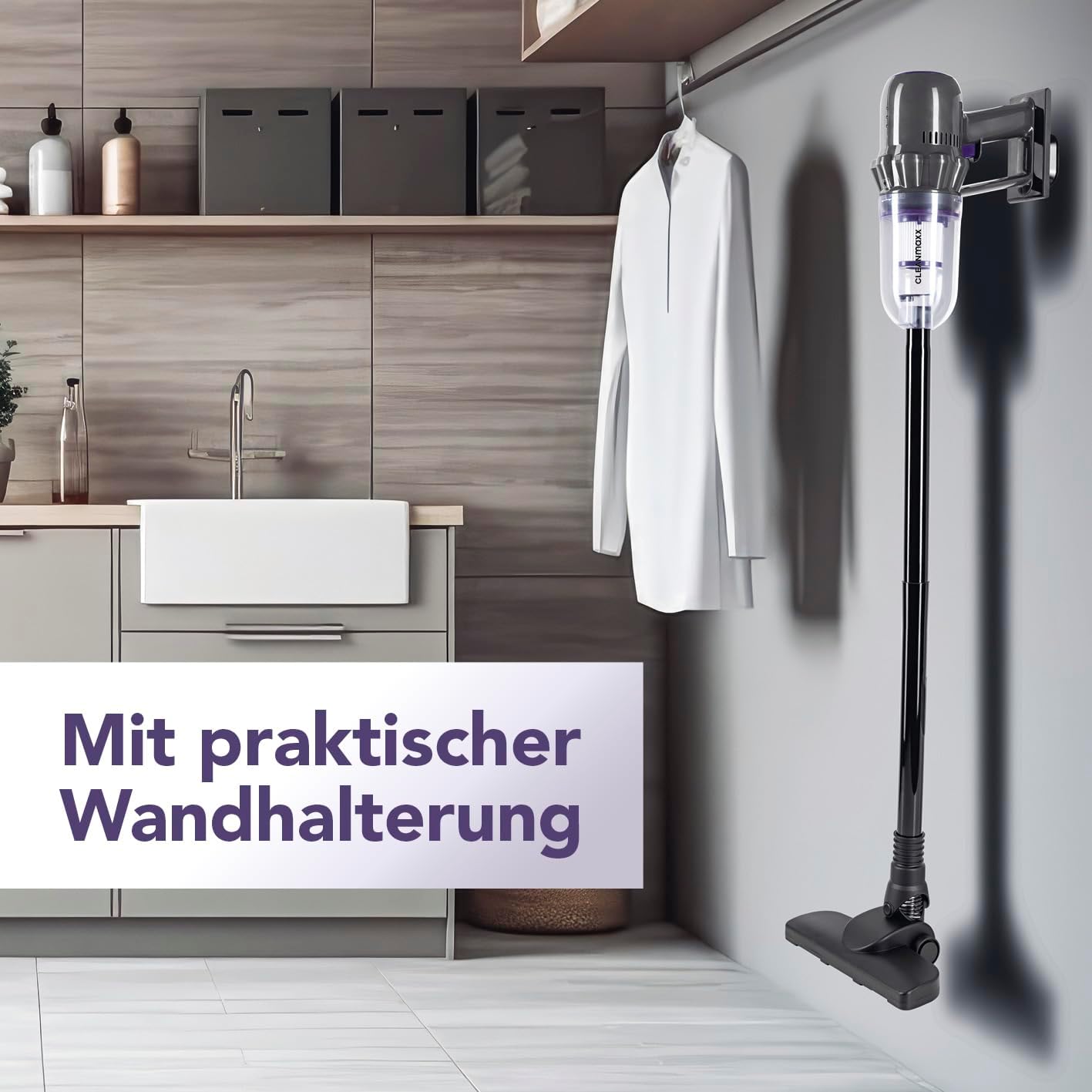 CLEANmaxx Akku Staubsauger | 2in1 Handstaubsauger & Bodenstaubsauger | max. 30 Min. Laufzeit | kabellos, leistungsstark, wiederaufladbar | mit Verlängerungsrohr (80 cm) & Düsen-Set — Ansicht 6