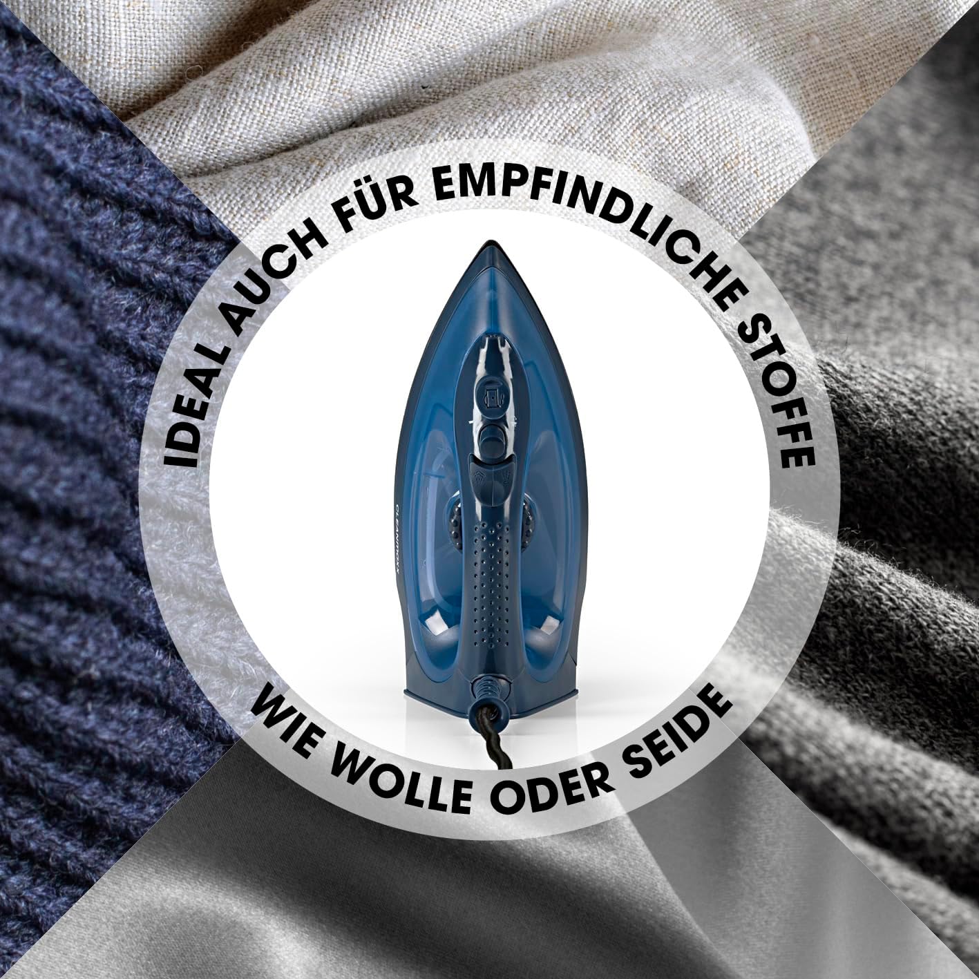 CLEANmaxx Dampfbügeleisen mit Temperatur- & Dampfregler | Geeignet zum Trocken- & Dampfbügeln | Mit vertikaler Dampffunktion für Gardinen & hängende Kleidung | Ideal für empfindliche Stoffe — Ansicht 5