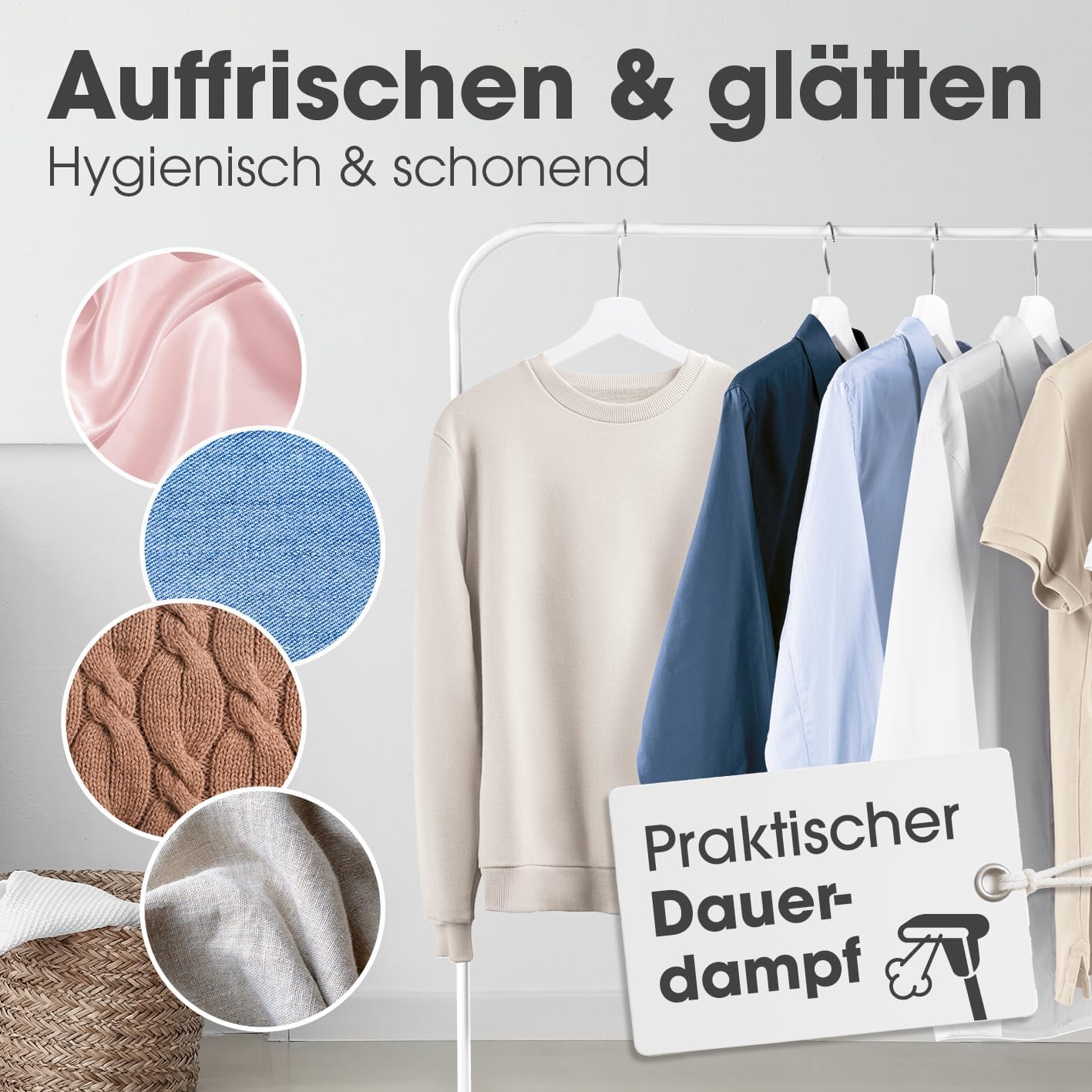 CLEANmaxx Dampfglätter für Kleidung | Mit 2in1 Funktion - glättet & frischt Klamotten auf | Kompakter Steamer für Reisen & Zuhause | Faltbare + tragbare Dampfbürste 1600 W, inkl. 165ml Wassertank — Ansicht 5