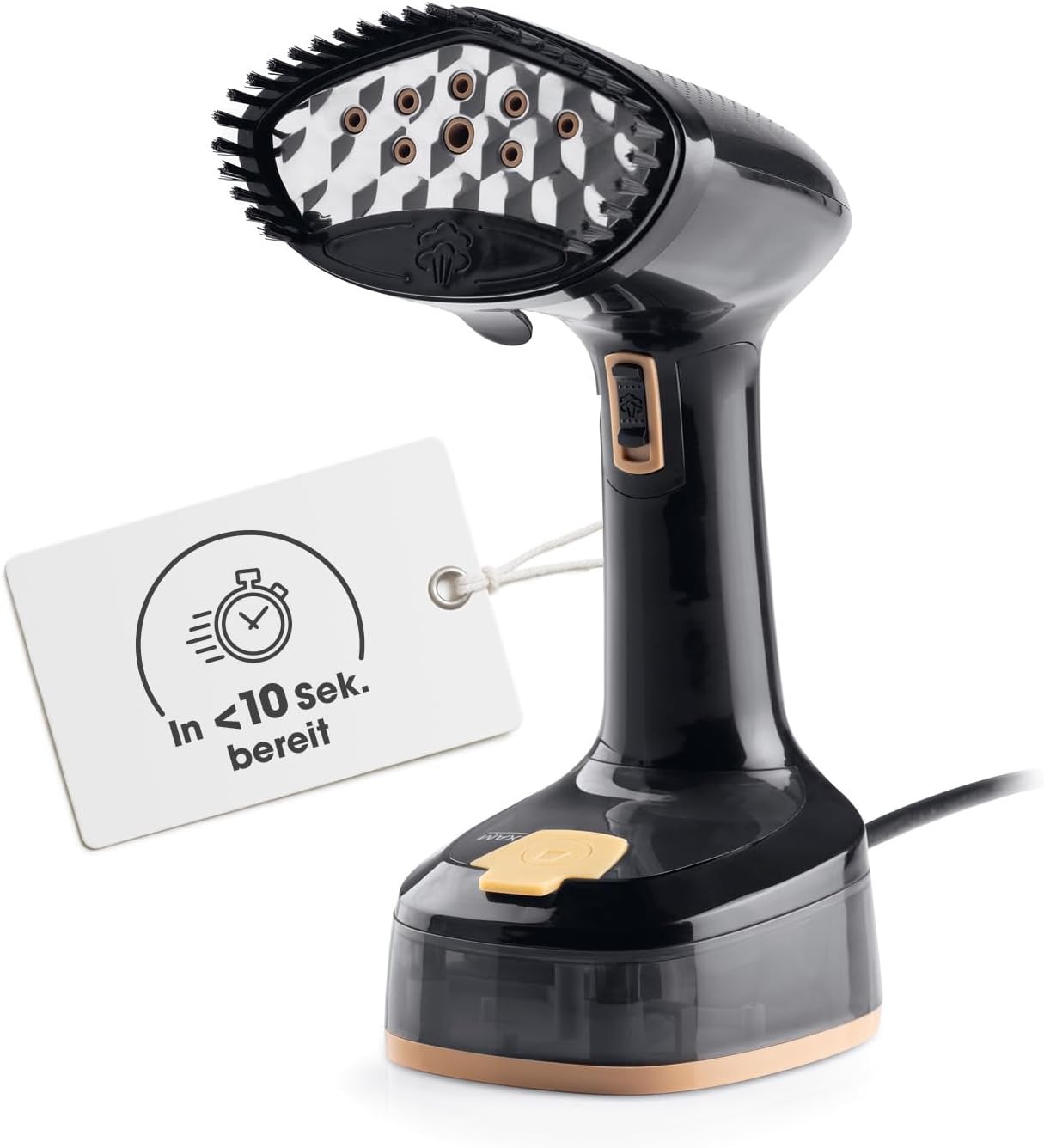 CLEANmaxx Dampfglätter für Kleidung | Mit 2in1 Funktion - glättet & frischt Klamotten auf | Kompakter Steamer für Reisen & Zuhause | Faltbare + tragbare Dampfbürste 1600 W, inkl. 165ml Wassertank