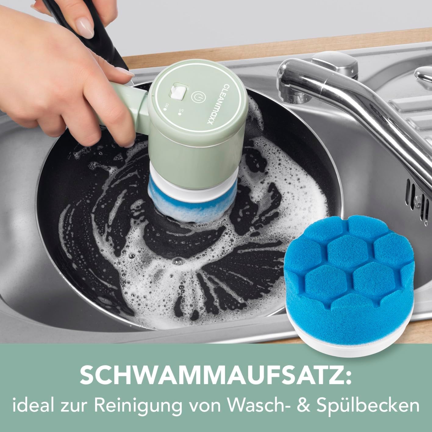CLEANmaxx Ersatz-Bürstenkopf 3-TLG. | Ersatzaufsatz Set für Akku-Reinigungsbürste | Reinigungsbürste für Fliesen, Waschbecken, Bad, Küche & Polieren — Ansicht 2