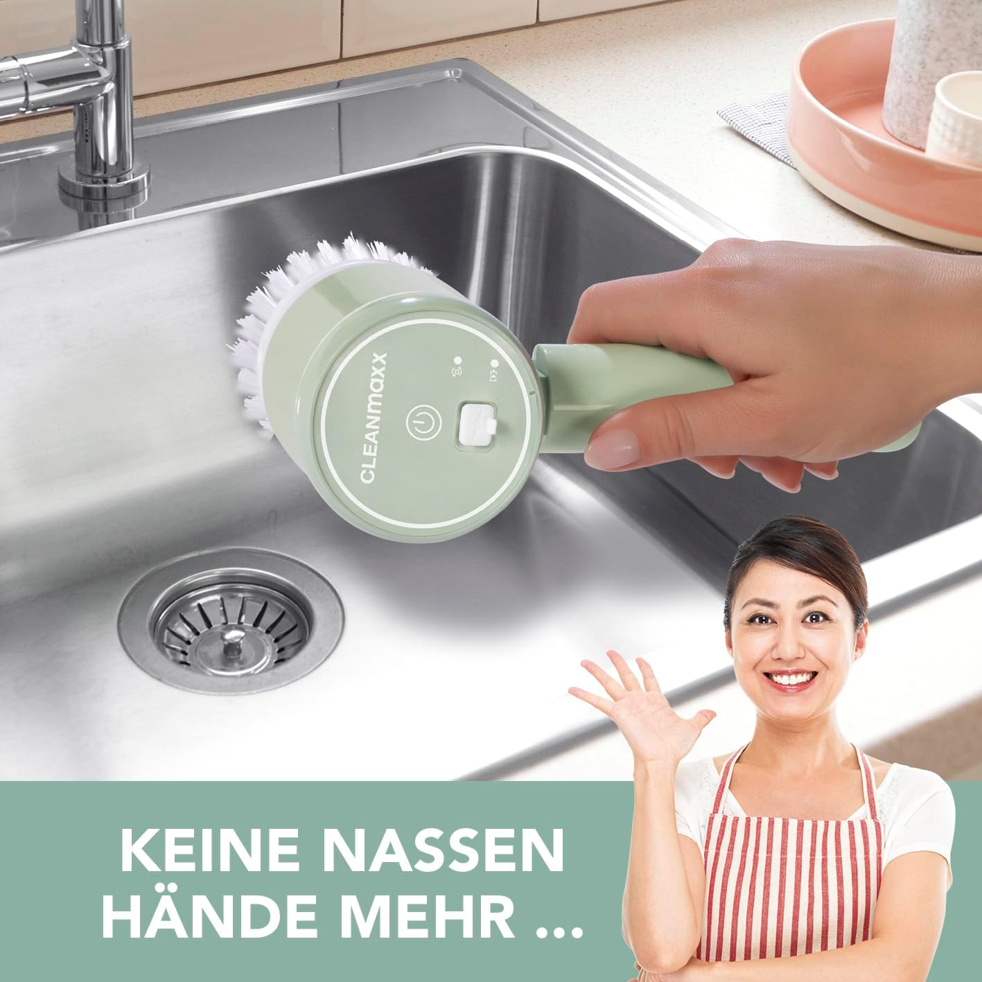 CLEANmaxx Ersatz-Bürstenkopf 3-TLG. | Ersatzaufsatz Set für Akku-Reinigungsbürste | Reinigungsbürste für Fliesen, Waschbecken, Bad, Küche & Polieren — Ansicht 5