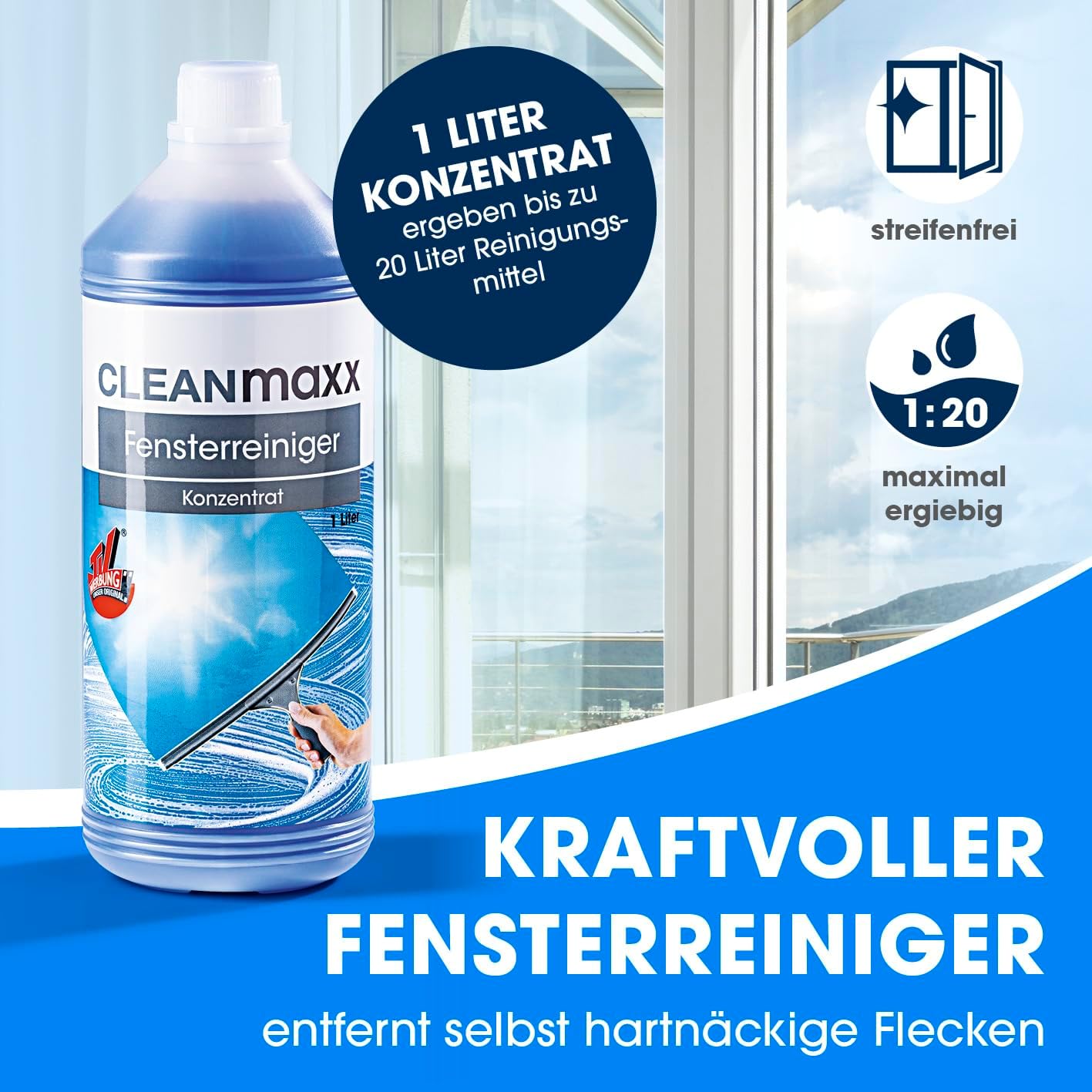 CLEANmaxx Fensterreiniger Set | 7-TLG. Fensterputzer Set für Oberflächen in Haus & Auto - inklusive Fensterabzieher, Fensterwischer, Reiniger, Wischtuch, Eimer und Halterungen für Wischer & Abzieher — Ansicht 6