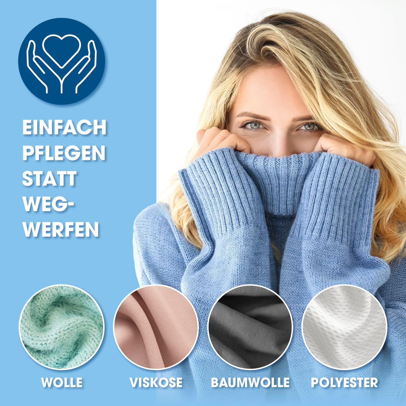 CLEANmaxx Fusselrasierer für Kleidung & Möbel | Elektrischer Fusselentferner mit 3 Klingenkopf | inkl. Batterien | Kompakt & Leistungsstark, Hellblau/Weiß — Ansicht 6
