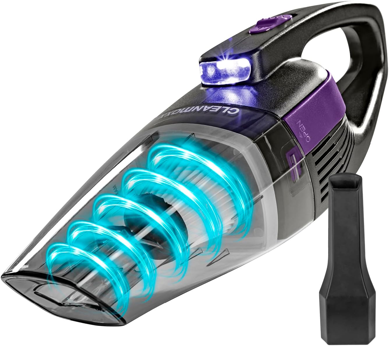 CLEANmaxx Handstaubsauger – kabellos, leistungsstarke 2000 mAh | Akku Staubsauger mit 600 ml Staubbehälter | wiederaufladbar, tragbar | Mini Staubsauger mit EPA-Filter & LED-Licht