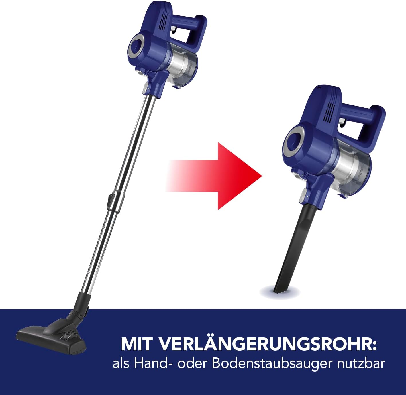 CLEANmaxx Kabelloser Hand- und Bodenstaubsauger | Flexible & kraftvolle Reinigung für EIN rundum sauberes Zuhause | Leistungsstark und einfach in der Handhabung Dank verstellbarem Teleskoprohr — Ansicht 4
