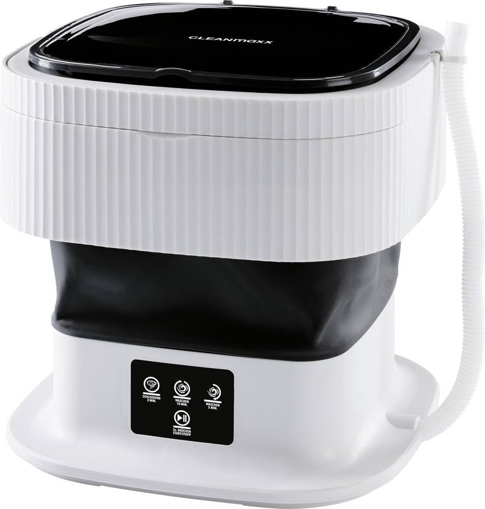 CLEANmaxx Mini-Waschmaschine ideal für Unterwegs | Mobile Waschmaschine mit 2 Waschprogrammen & einem Schleudergang | Zusammenfaltbar & leise | Für bis zu 1kg Wäsche | Geeignet für Camping & Reisen