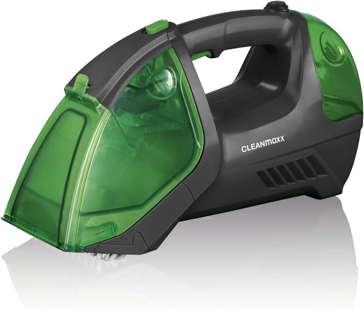 CLEANmaxx Polster- & Teppichreiniger | kabellos, tragbar und handlich | geeignet für Polstermöbel, Matratzen, Teppiche und Autositze | 2200mAh Akku für bis zu 15 min Dauerbetrieb [anthrazit/grün]