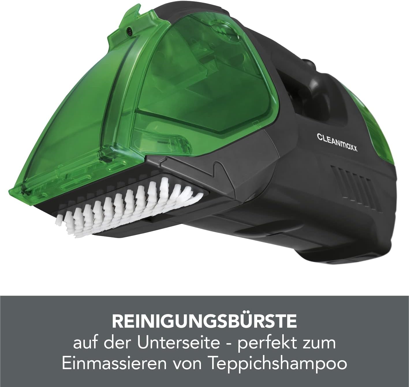 CLEANmaxx Polster- & Teppichreiniger | kabellos, tragbar und handlich | geeignet für Polstermöbel, Matratzen, Teppiche und Autositze | 2200mAh Akku für bis zu 15 min Dauerbetrieb [anthrazit/grün] — Ansicht 6