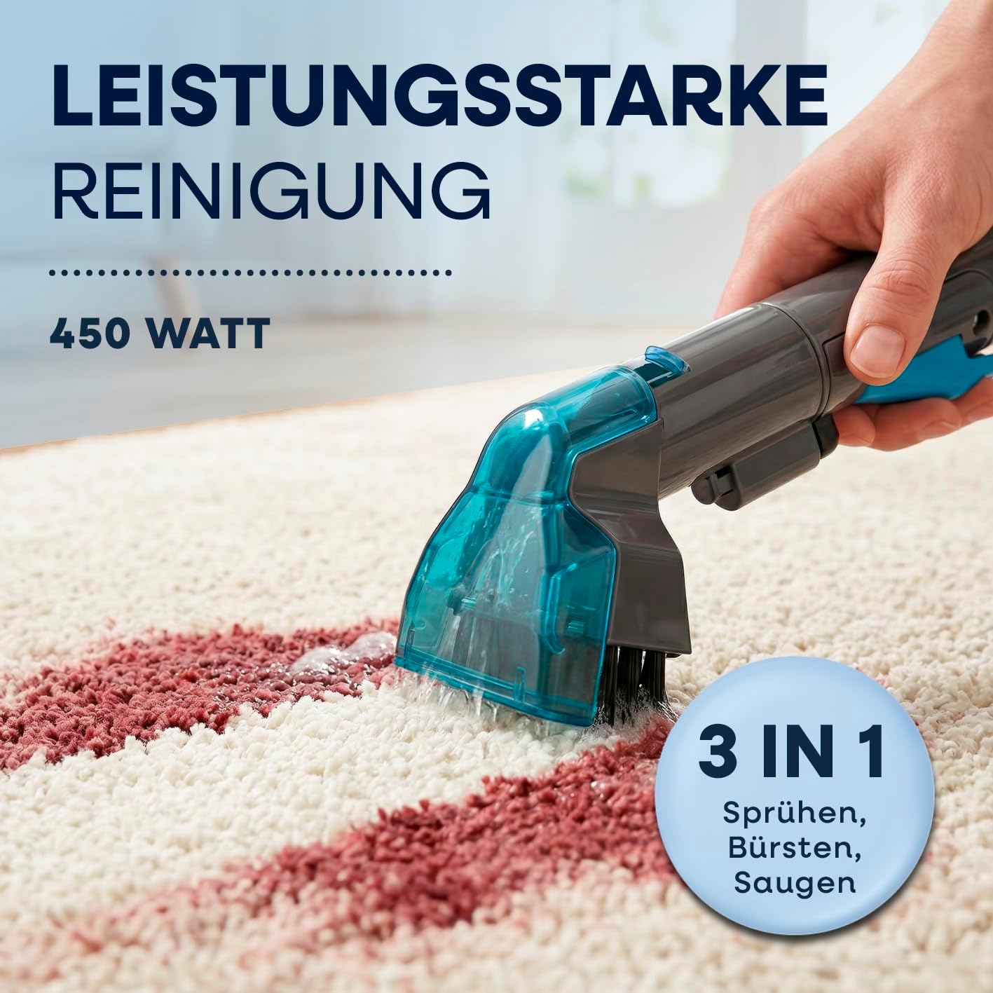 CLEANmaxx Polsterreiniger Gerät Kompakt Pro | Nasssauger & Teppichreiniger in einem | 13 kPa Waschsauger für Polster & Autositze - auch ideal als Teppich Reinigungsgerät | Sofa Reiniger mit Dual-Tank — Ansicht 5