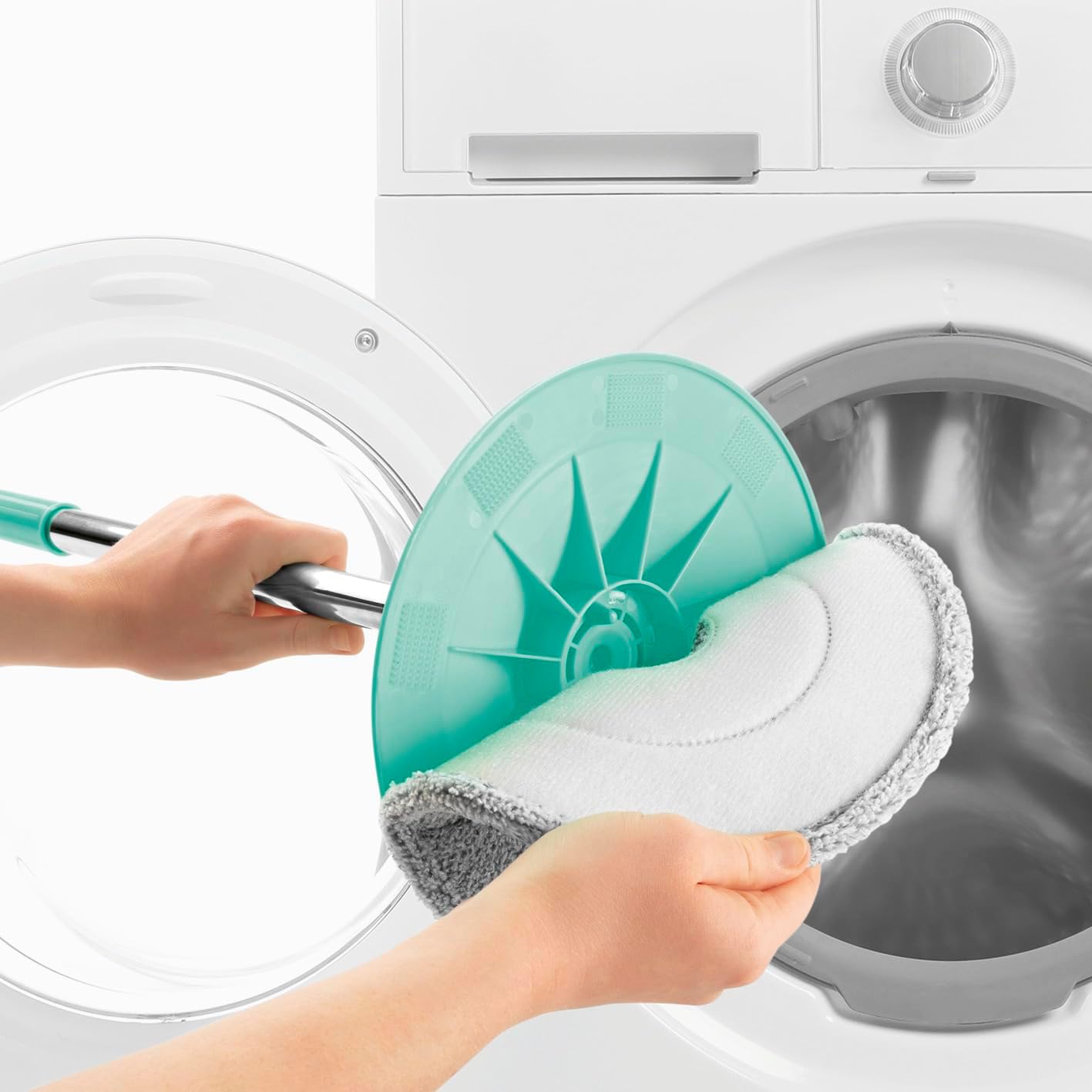 CLEANmaxx Power Spin-Mopp Wischtücher | Saugstarke Mikrofaser-Wischtücher im praktischem 2er-Set | Für alle Böden geeignet & Waschbar bei 40 °C | Ersatz-Stück [Ø 23cm] — Ansicht 3