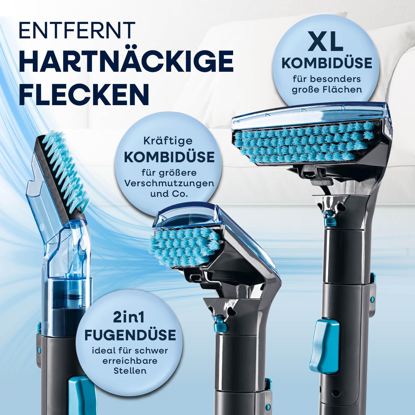 CLEANmaxx Pro Power Polsterreiniger Gerät 600W Blau | leistungsstarker Waschsauger mit Dual-Tank & Selbstreinigung | ideal für Sofa Auto Teppich Polster | starke Fleckenentfernung — Ansicht 6