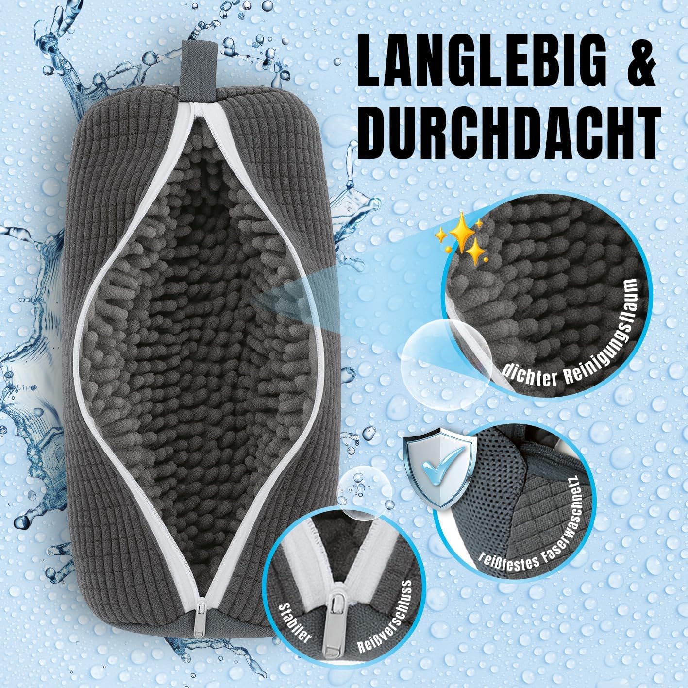 CLEANmaxx Schuhwaschbeutel – Gepolstertes Wäschenetz für Schuhe | Schuhbeutel waschmaschine, feinmaschig mit Reißverschluss, wiederverwendbar | ideal für Sneaker, Sportschuhe, Kinderschuhe u. v. m. — Ansicht 3