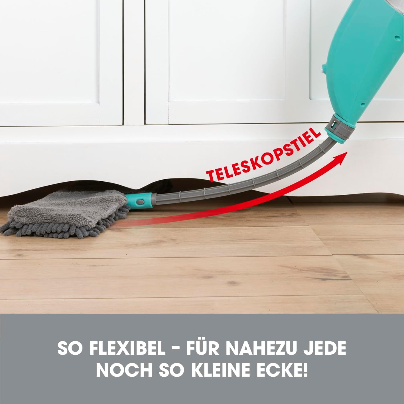 CLEANmaxx Spray-Mopp mit Wendefunktion | Bodenwischer mit Sprühfunktion & flexiblem Teleskopstiel | Wendefunktion zur einfachen Nass- und Trockenreinigung, auch für empfindliche Böden — Ansicht 3