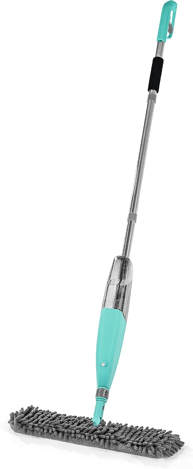 CLEANmaxx Spray-Mopp mit Wendefunktion | Bodenwischer mit Sprühfunktion & flexiblem Teleskopstiel | Wendefunktion zur einfachen Nass- und Trockenreinigung, auch für empfindliche Böden