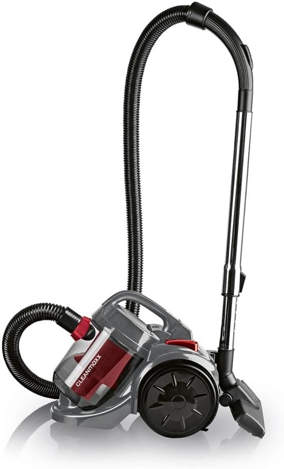 CLEANmaxx Zyklon-Bodenstaubsauger, 800 Watt, schwarz-rot, leistungsstark und kompakt, inkl. Zubehör für vielseitige Reinigung — Ansicht 3